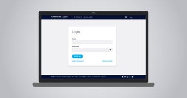 Mock up of a laptop showing Paessler Portal login